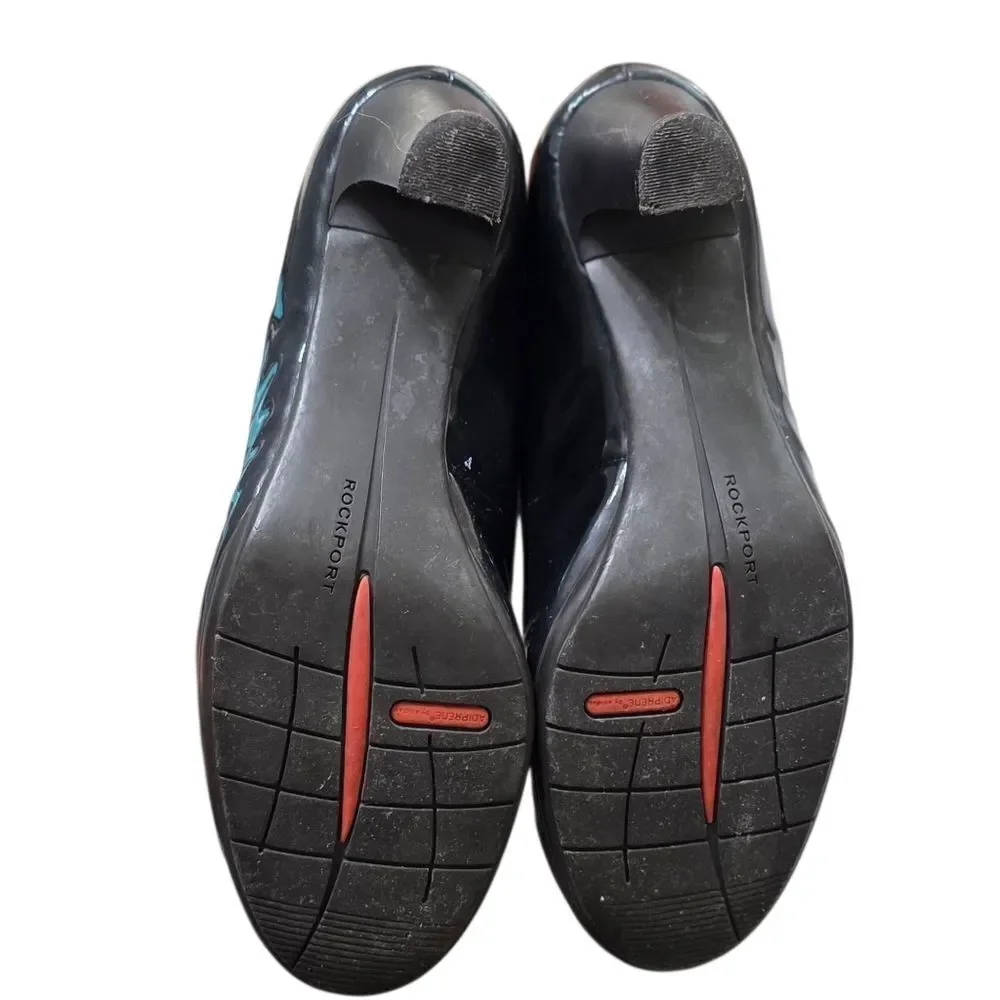 Rockport AdiPrene Navy Patent Leather Women's Shoes With Rubber Sole